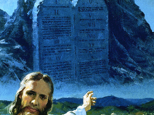 Yahushua o Cristo apontando para os dez mandamentos