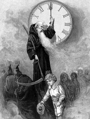 father time ushering in the new year (young children)