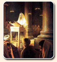Yahushua reading in the temple