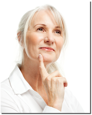 smiling woman looking into distance