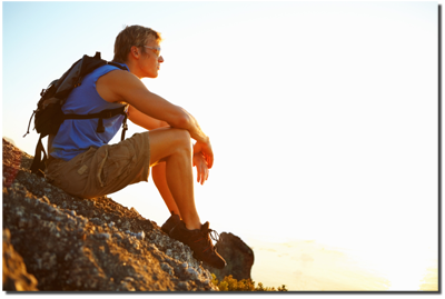 contemplative hiker