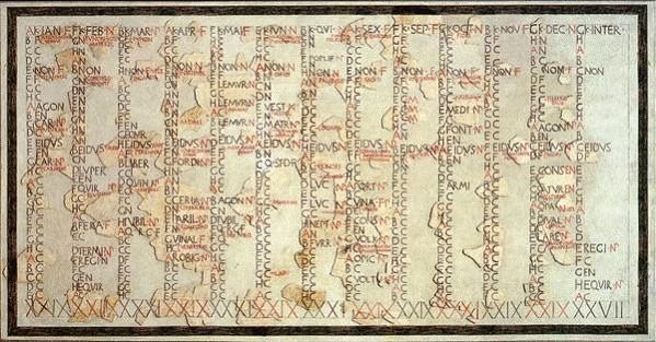 Fasti Antiates , Reconstrucción del único calendario pre-Juliano de la República Romana todavía en existencia.