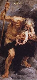 Kronos devouring his son by Peter Paul Rubens.  Notice the scythe in Kronos’ right hand.